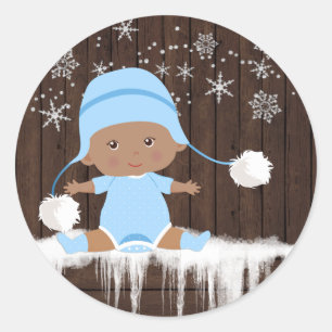 Ethnic Boy Snowflake Baby Shower Stickers