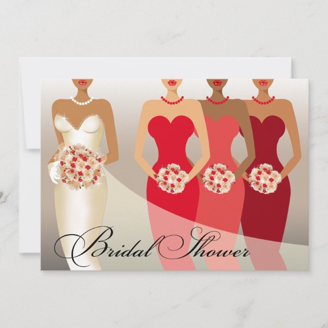 ETHNIC BRIDE Bridal Shower | red II Invitation (Front)