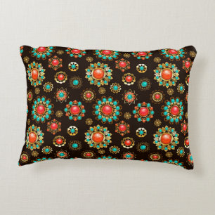 Ethnic Brooches Seamless Pattern Accent Pillow