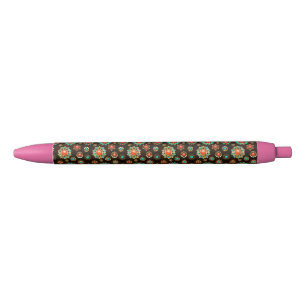 Ethnic Brooches Seamless Pattern Black Ink Pen