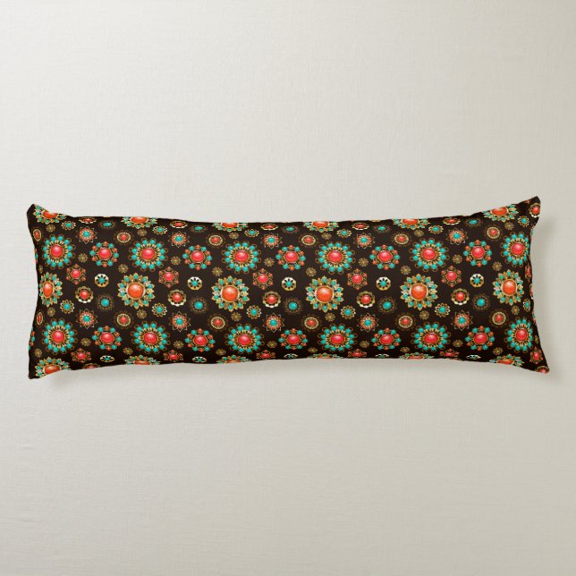 Ethnic Brooches Seamless Pattern Body Pillow (Back)