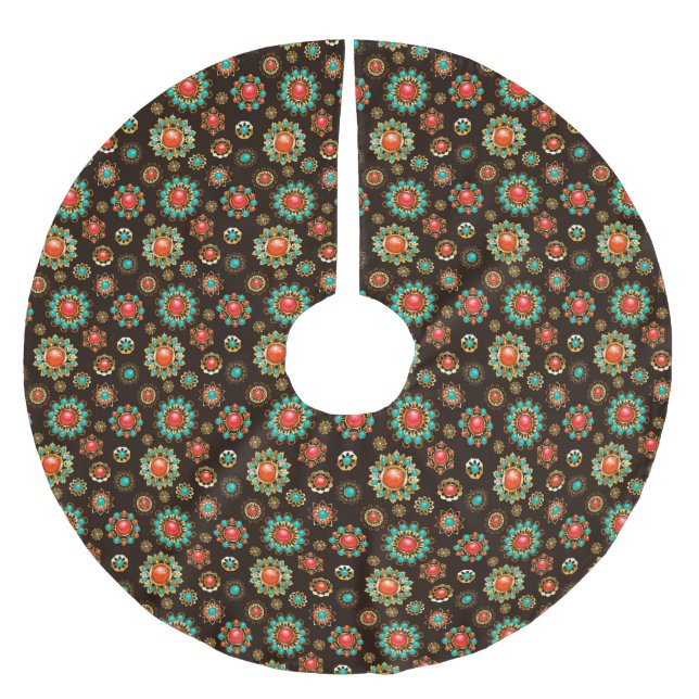 Ethnic Brooches Seamless Pattern Brushed Polyester Tree Skirt (Front)