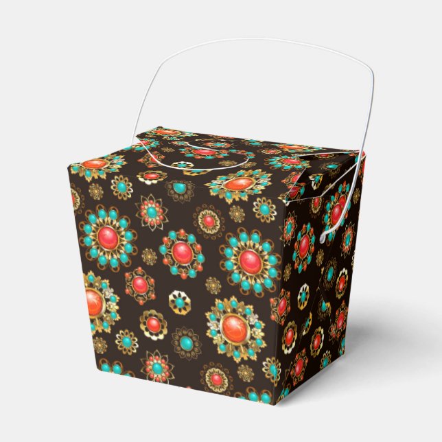 Ethnic Brooches Seamless Pattern Favor Box (Front Side)