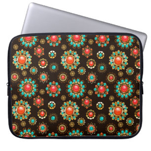 Ethnic Brooches Seamless Pattern Laptop Sleeve