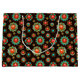 Ethnic Brooches Seamless Pattern Large Gift Bag