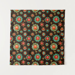 Ethnic Brooches Seamless Pattern Tapestry