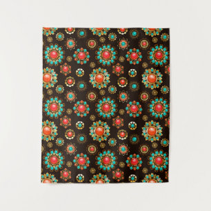 Ethnic Brooches Seamless Pattern Tapestry