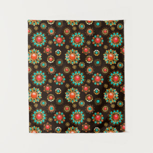 Ethnic Brooches Seamless Pattern Tapestry