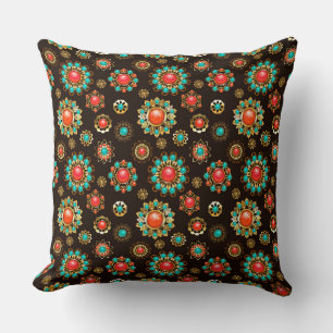 Ethnic Brooches Seamless Pattern Throw Pillow