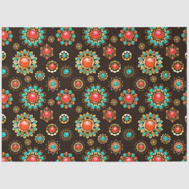 Ethnic Brooches Seamless Pattern Tissue Paper (Front)