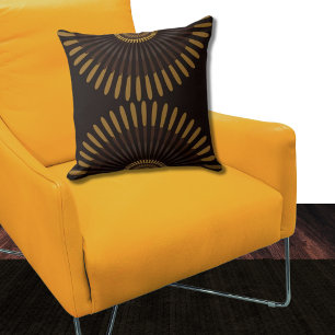 Ethnic Brown Centred Feathery Fan Throw Pillow