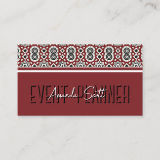 Ethnic Burgundy Sindhi Ajrak Tribal Pattern  Business Card