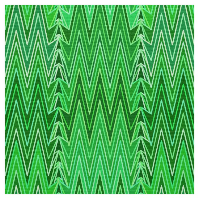 Ethnic Chevron Damask, Emerald and Lime Green Fabric (Swatch)