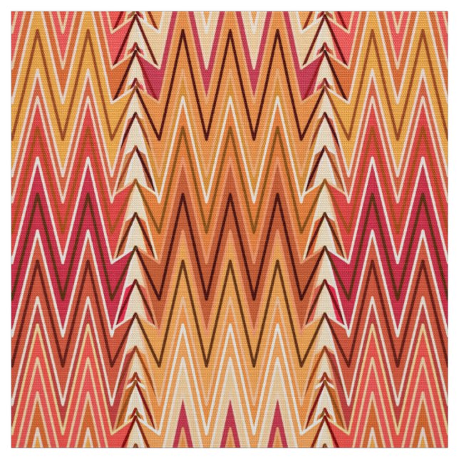 Ethnic Chevron Damask, Gold, Rust and Cream Fabric (Swatch)