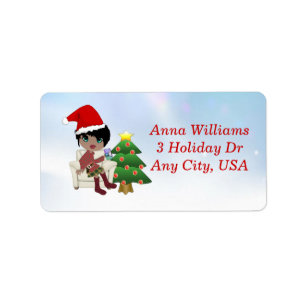 Ethnic Christmas Girl Address Labels