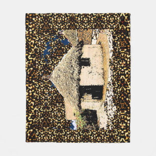 Ethnic decor african house fleece blanket