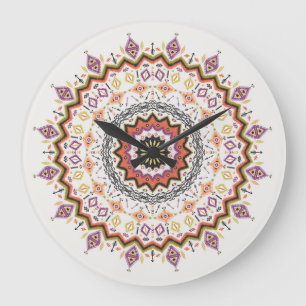 Ethnic Decorative: Vintage Native Ornament Large Clock
