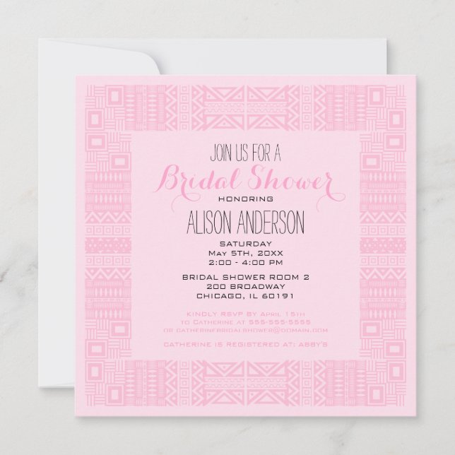 Ethnic Design Custom Bridal Shower Invitation #2 (Front)