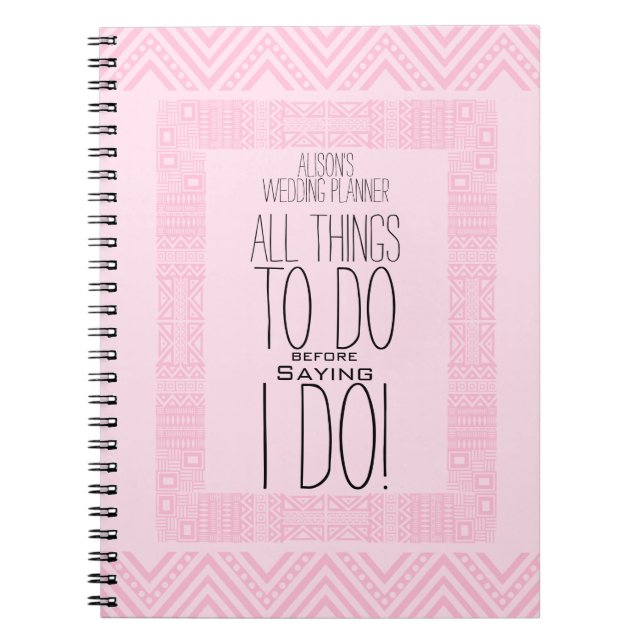 Ethnic Design Personalized Wedding Planner 2 Notebook (Front)