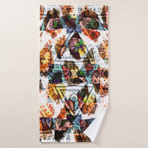 Ethnic design. Striped watercolor seamless pattern Bath Towel