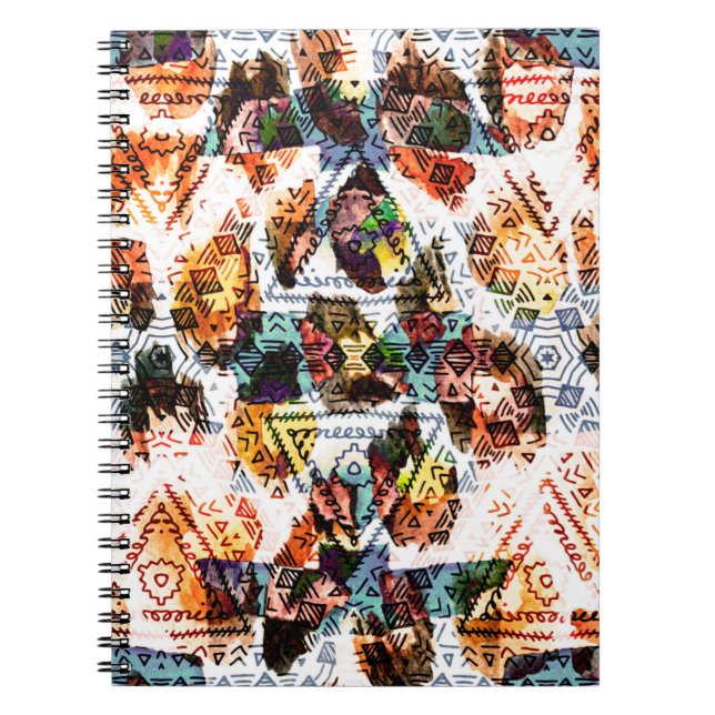 Ethnic design. Striped watercolor seamless pattern Notebook (Front)