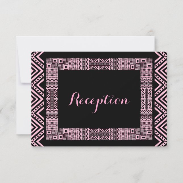 Ethnic Design Wedding Reception Cards #3 (Front)