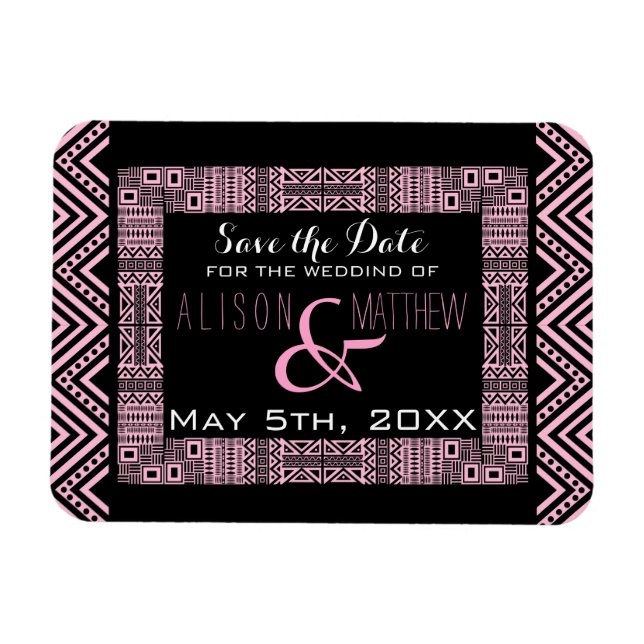Ethnic Design Wedding Save the Date Magnet 3 (Horizontal)
