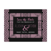 Ethnic Design Wedding Save the Date Postcard 3