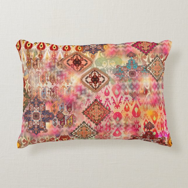 Ethnic Digital Abstract Seamless Pattern Accent Pillow (Front)
