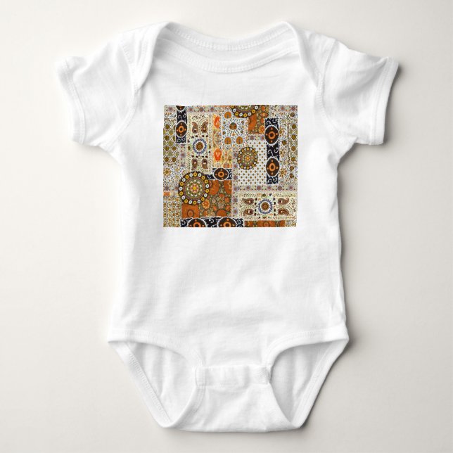 Ethnic Digital Abstract: Seamless Pattern Baby Bodysuit (Front)