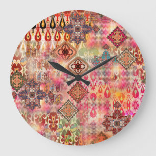 Ethnic Digital Abstract Seamless Pattern Large Clock