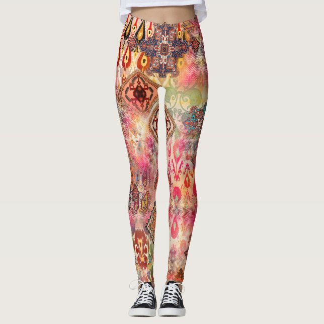 Ethnic Digital Abstract Seamless Pattern Leggings (Front)