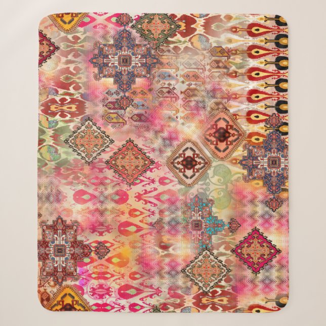 Ethnic Digital Abstract Seamless Pattern Sherpa Blanket (Front)