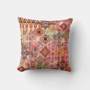 Ethnic Digital Abstract Seamless Pattern Throw Pillow
