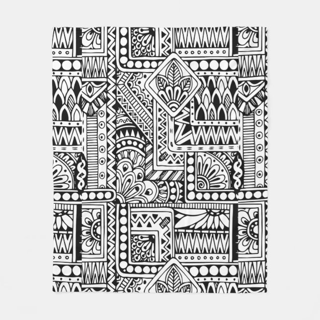 Ethnic Doodle Fleece Blanket (Front)