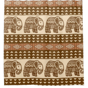 Ethnic Elephants Geometric Vintage Pattern