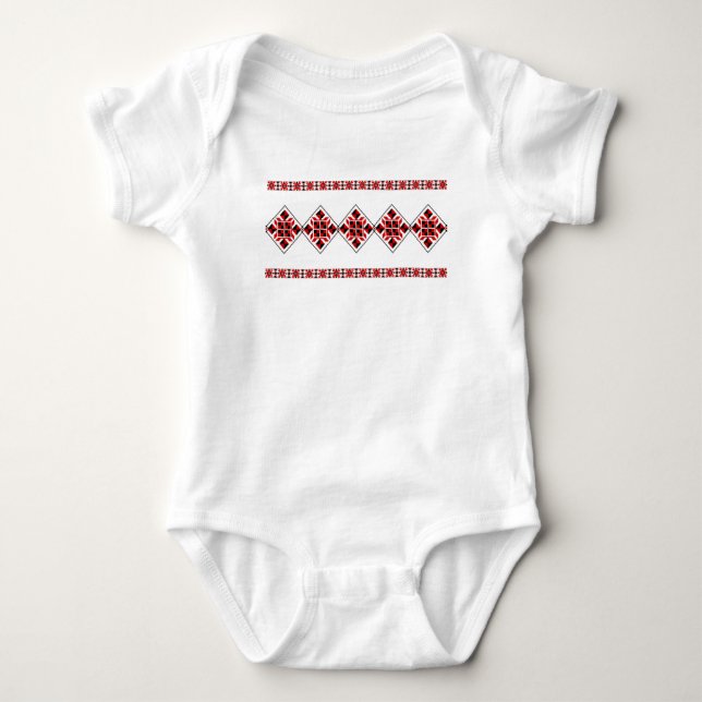 Ethnic Embroidery Geometirc Pattern Baby Bodysuit (Front)