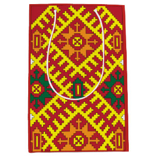 Ethnic Ethnographic folk art pattern from Alsunga Medium Gift Bag