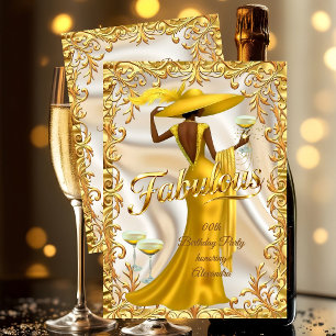 Ethnic Fabulous Birthday Gold Dress Gold Champagne Invitation