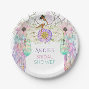 Ethnic Fairy Dream Catcher Boho Feathers Crystals Paper Plate