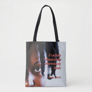 Ethnic FEARFULLY WONDERFULLY MADE Christian Tote Bag