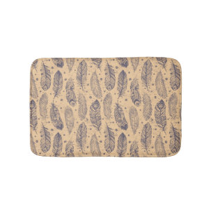 Ethnic Feather Outline Pattern Bath Mat