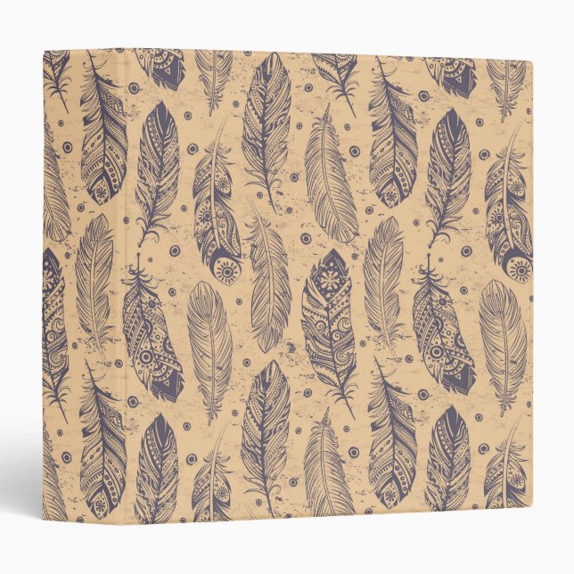 Ethnic Feather Outline Pattern Binder (Front/Spine)
