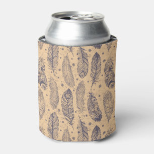 Ethnic Feather Outline Pattern Can Cooler