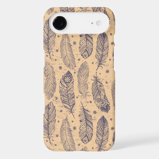 Ethnic Feather Outline Pattern Case-Mate iPhone Case (Back)