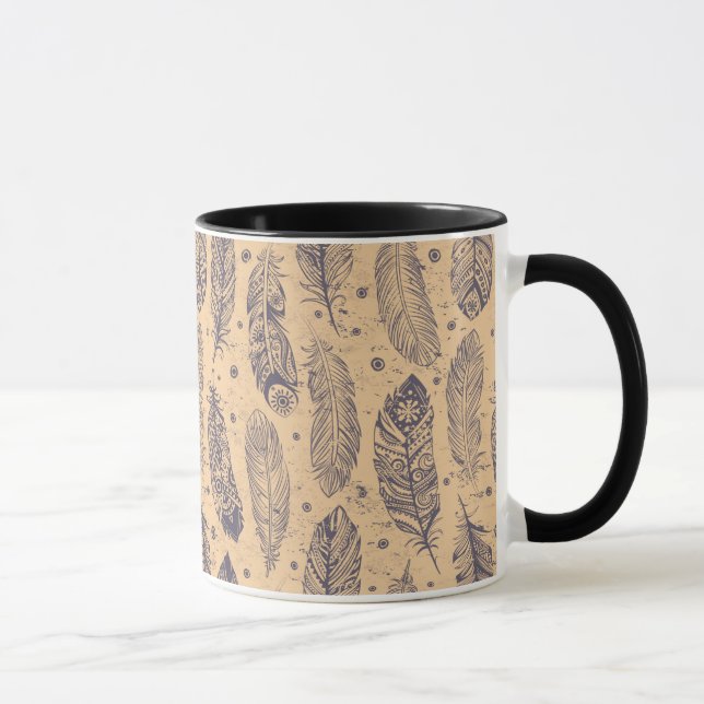 Ethnic Feather Outline Pattern Mug (Right)