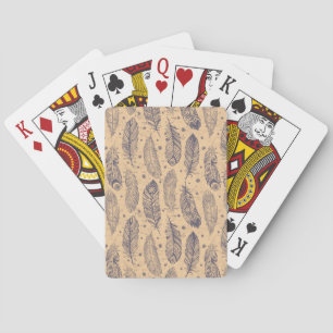 Ethnic Feather Outline Pattern Playing Cards