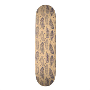 Ethnic Feather Outline Pattern Skateboard