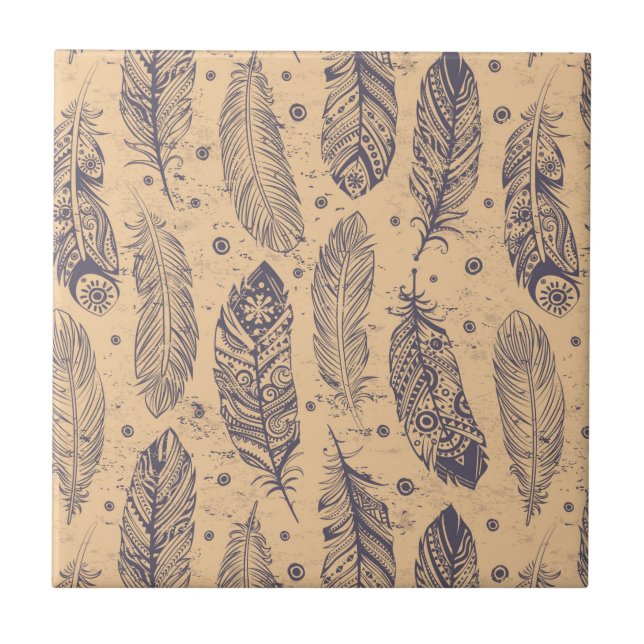 Ethnic Feather Outline Pattern Tile (Front)
