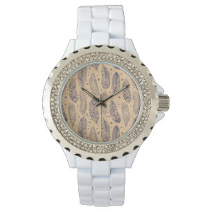 Ethnic Feather Outline Pattern Watch